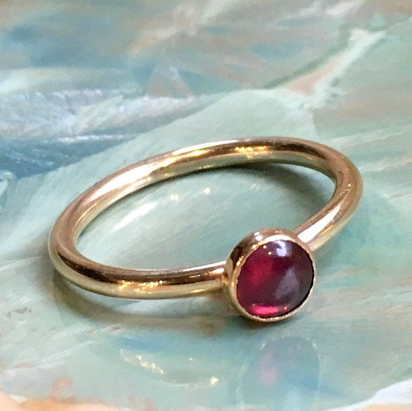 Gold Garnet ring, January birthstone ring, Gold Filled ring, stacking ring, personalised ring, dainty ring, gemstone ring - So happy R2455
