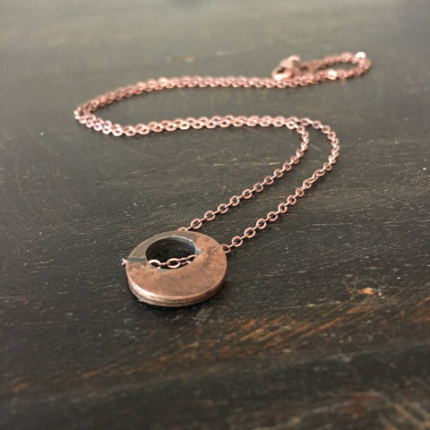 Minimalist circle necklace, dainty pendant, basic necklace, casual necklace,  Copper charm necklace, Layering Necklace, Gift  - AFN100-4