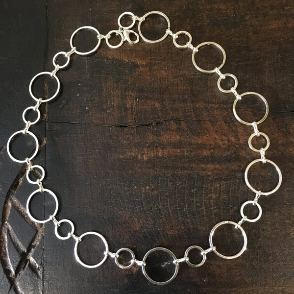 Silver Choker necklace, circles necklace, dainty choker, Layering Necklace, Gift for her, circle choker necklace, adjustable  - AFN 105