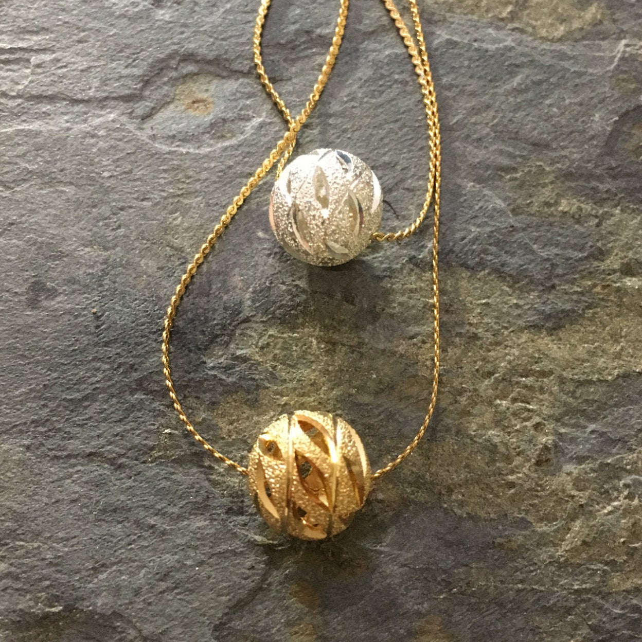 Minimalist gold necklace, dainty ball pendant necklace, silver ball necklace, Layering Necklace, Gift for her, tiny bead pendant - AFN 106