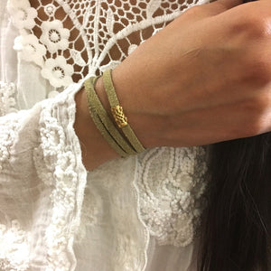 Minimalist bracelet, gold tube bracelet, tan suede bracelet, Layering Necklace, beige bracelet, wrap bracelet, Suede Choker - AFN 119