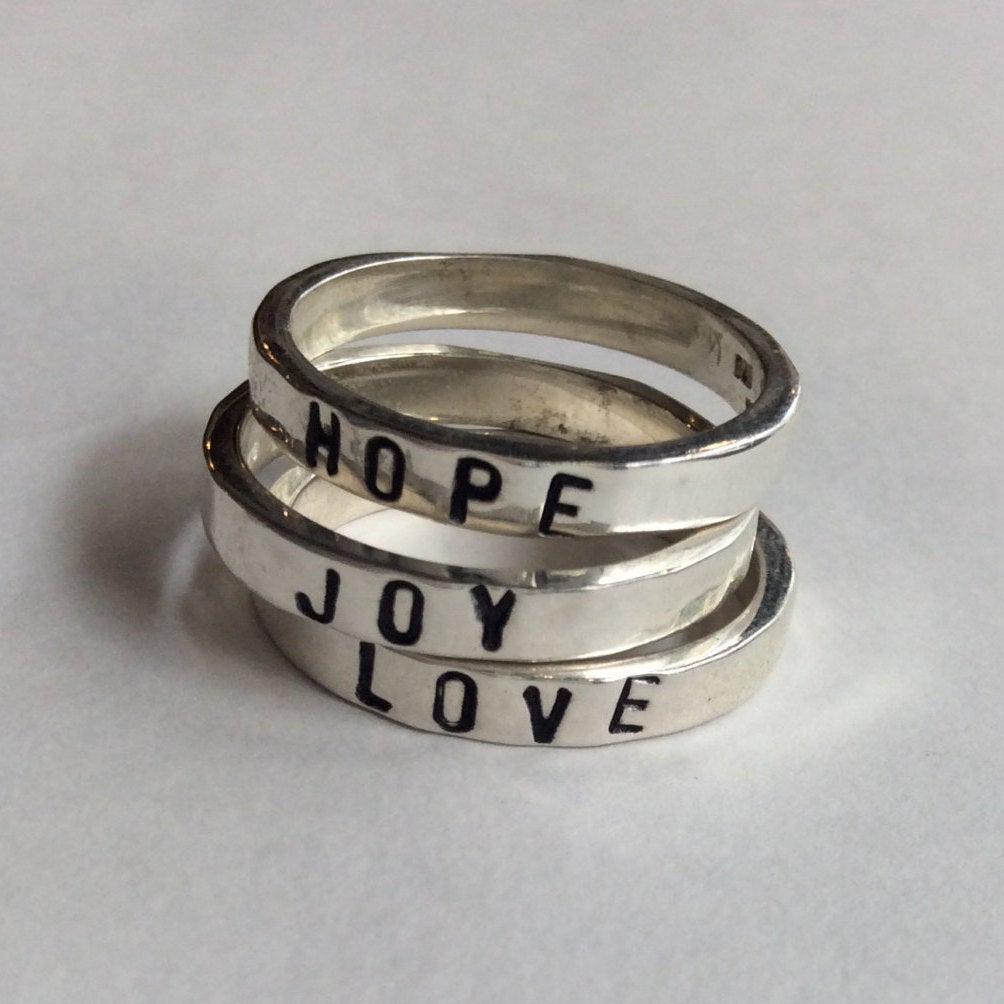 Stackable name ring, Mothers Ring, Children name ring, Stacker name ring, Stacking Ring Set, Engraved ring, Valentines - In the Heart R2145