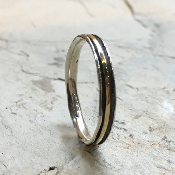 Skinny spinner Ring, Minimal Silver gold Ring, Stackable Ring, wedding band, Stacking Ring, midi ring, dainty ring - Lucky Star R2462