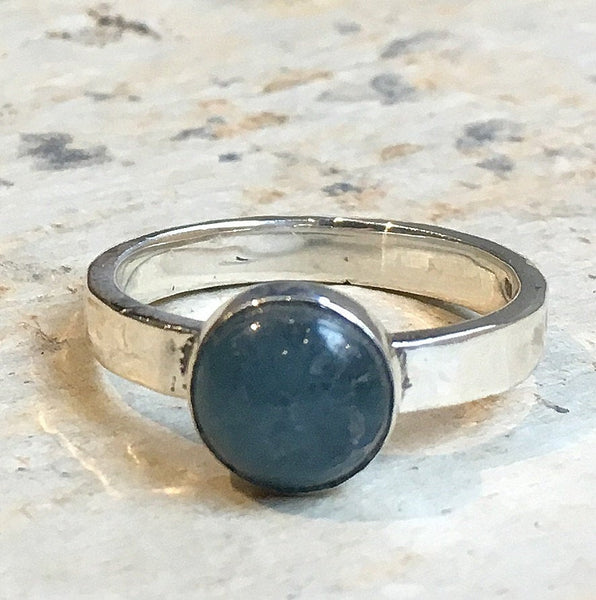 Aquamarine ring, Skinny silver ring, stacking ring, Simple stone ring, birthstone ring, March birthstone ring, Dainty ring - True blue R2466