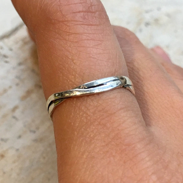 Twisted Stacking Ring, Skinny Ring, Stackable Silver Ring, Organic Silver ring, Minimal Ring, midi ring, dainty ring - By My Side R2474