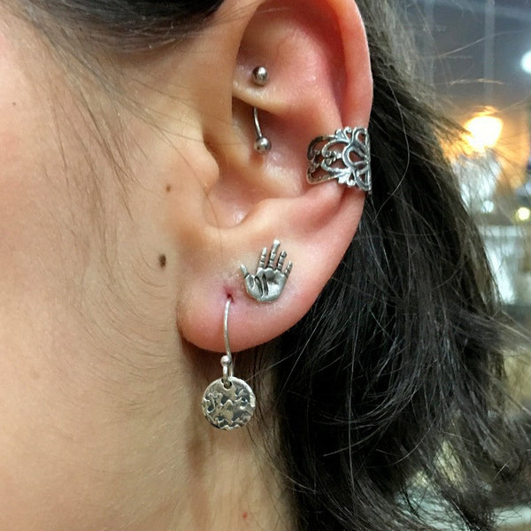 Minimalist earrings, Silver disc Earrings, hammered silver Earrings, Every day Earrings,dainty Jewelry, boho earrings - By My Side E8063
