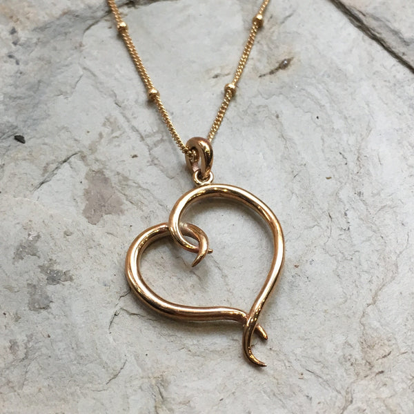 Heart necklace, valentines necklace, Gold necklace, Dainty pendant, Layering Necklace, golden brass casual necklace, Gift for her - N2073