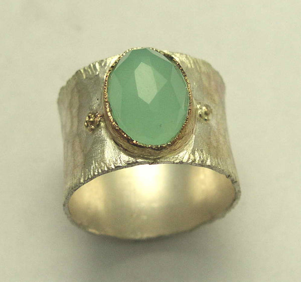 Jade two tones wide ring