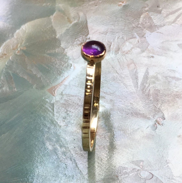 Amethyst ring, February birthstone ring, Gold ring, brass ring, stacking ring, custom ring, dainty ring, gemstone ring - Easy Lover R2503