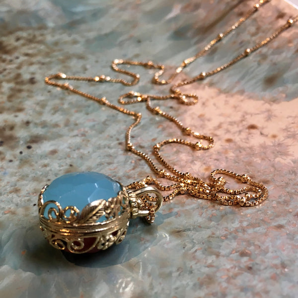 Jade pendant, Cherry quartz pendant, Golden brass necklace, birthstone pendant, boho two sides pendant, floral necklace - Neverland NK2000-4
