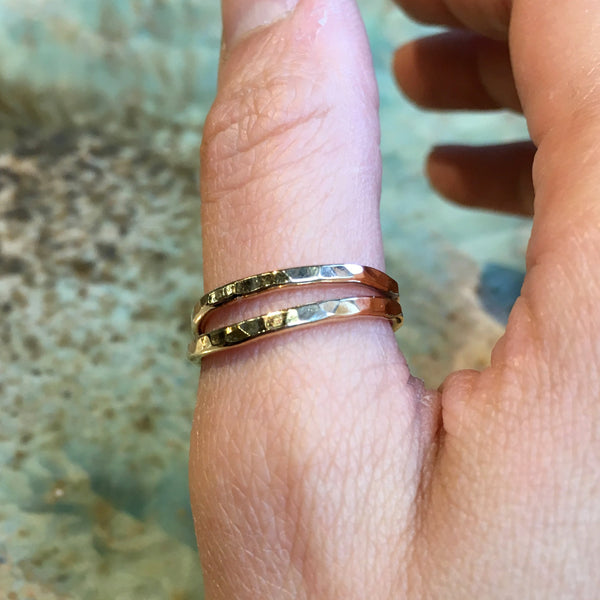 Stacking gold Ring, Thin Gold Band, Simple ring, Wrapped wire dainty Band, Yellow Gold Band, gold midi Ring, thumb ring - Healing R2489