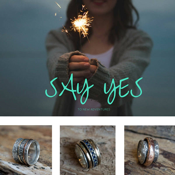 Silver wedding band, meditation ring, silver brass ring, boho spinner band, Two tones ring, wide band, silver net ring - I'm free R2518