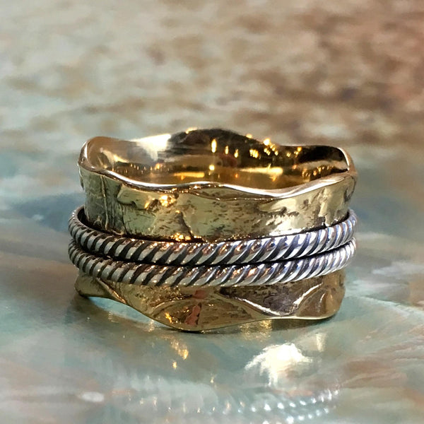 Silver brass Ring, thumb ring, boho ring, botanical ring, silver wedding Ring, vine ring, nature ring, gold ring - Unexpected feeling RK2519