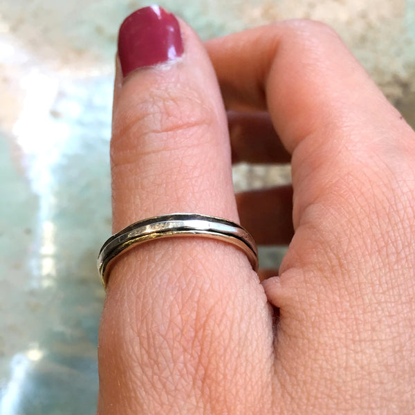 Stackable Ring, midi ring, dainty ring, Stacking Ring, wedding band, Skinny spinner Ring, Minimal ring, Silver Brass Ring - Lucky one RK2523
