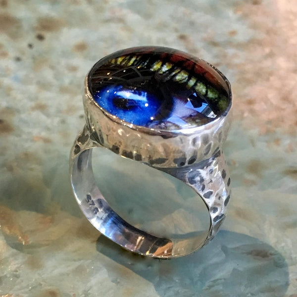 RÉSERVÉ À GERTRUDE - resin ring, evil eye ring, boho ring, kitch ring, statement ring, cocktail ring - The blue eye R2534