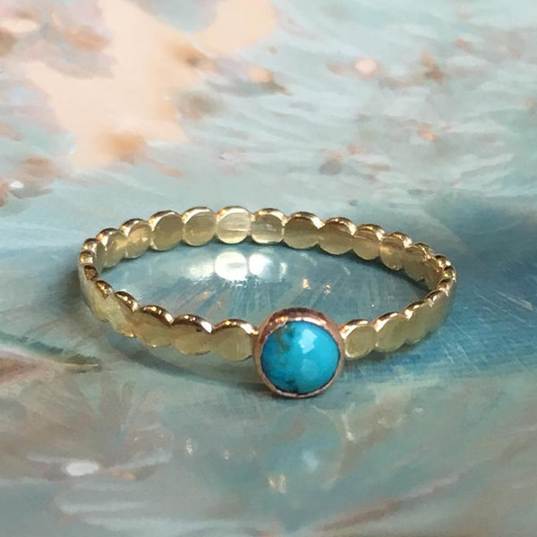 Turquoise ring, skinny ring, dainty ring, December birthstone ring, Gold ring, brass ring, stacking ring, gemstone ring - Wake Up Call R2504