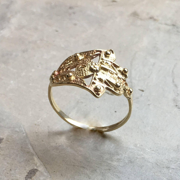 Gold Hamsa ring,  against the evil eye, gold filled ring, brass hand ring, simple ring, dainty ring, statement filigree ring - Call me R2500