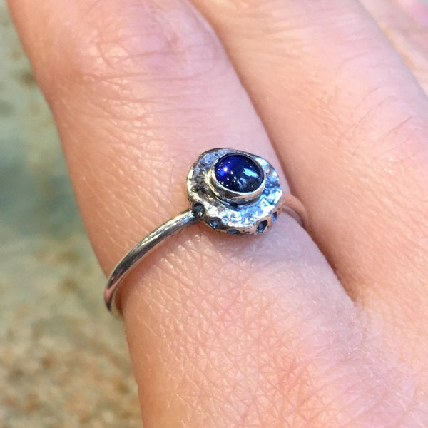 Birthstone ring, Blue sapphire ring, sterling silver ring, stacking ring, simple ring, dainty ring, delicate ring, stone ring - Fancy R2487