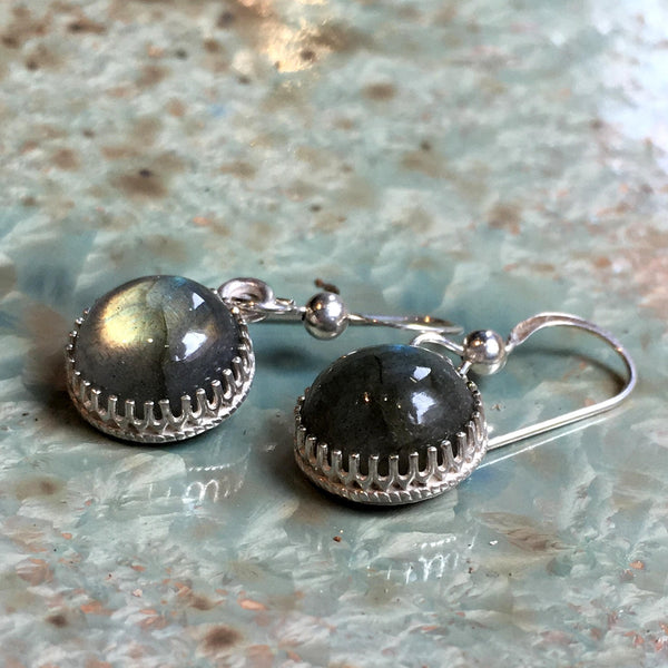 Silver garnet earrings, red stone earrings, crown earrings, boho Dangle earrings, casual earrings, Small gemstone earrings - A Spark E8060-2