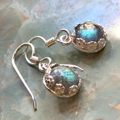 Flower labradorite earrings, Sterling silver earrings, floral earrings, dangle earrings, woodland earrings, botanical earrings - Julie E8081