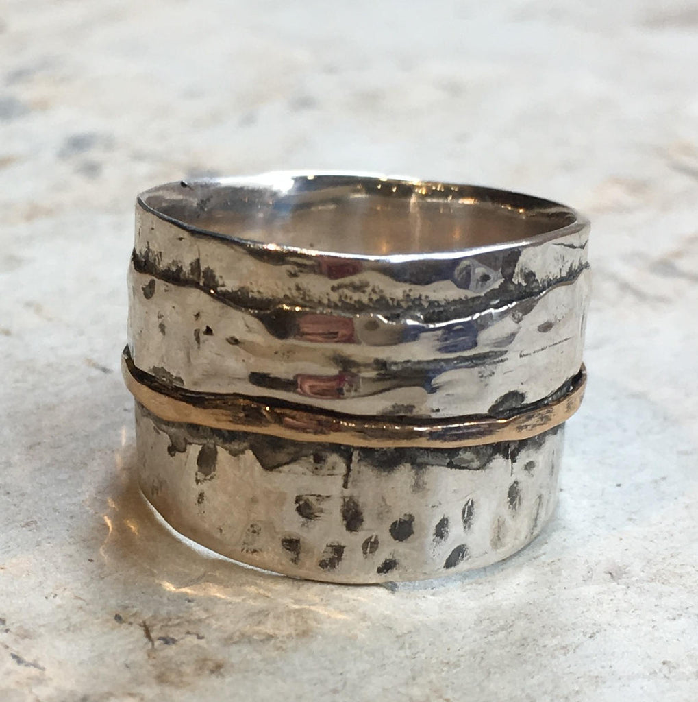 Two tone sterling silver outlet rings