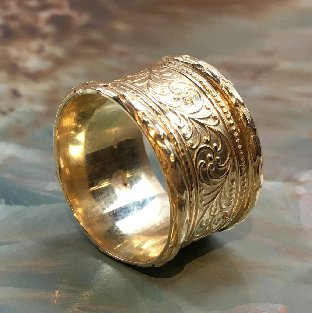 Golden brass band, boho ring, Brass ring, Unisex wedding band