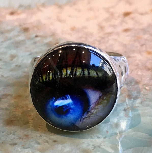 RÉSERVÉ À GERTRUDE - resin ring, evil eye ring, boho ring, kitch ring, statement ring, cocktail ring - The blue eye R2534