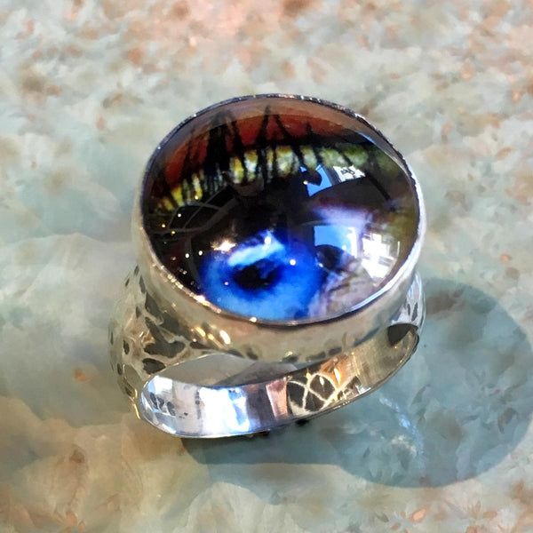 RÉSERVÉ À GERTRUDE - resin ring, evil eye ring, boho ring, kitch ring, statement ring, cocktail ring - The blue eye R2534