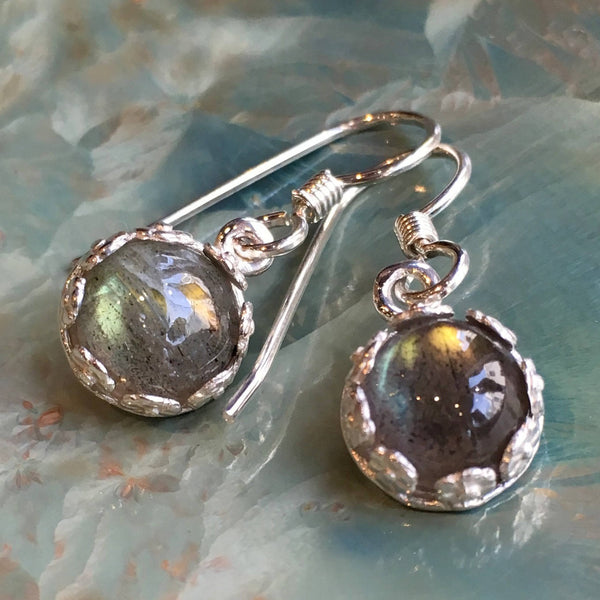 Flower labradorite earrings, Sterling silver earrings, floral earrings, dangle earrings, woodland earrings, botanical earrings - Julie E8081