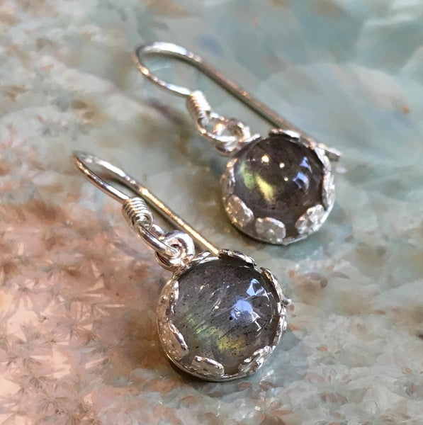 Flower labradorite earrings, Sterling silver earrings, floral earrings, dangle earrings, woodland earrings, botanical earrings - Julie E8081