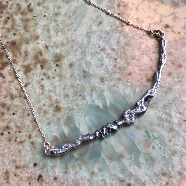 Silver Bar necklace, Minimalist necklace, Layering Necklace, simple necklace, long silver pendant, organic silver necklace - Lily N2080
