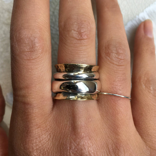 Silver gold Wedding Band, Spinning Ring, boho ring, modern ring, unisex ring, thumb ring, brass wedding band - Wonderland forever RK1026AS