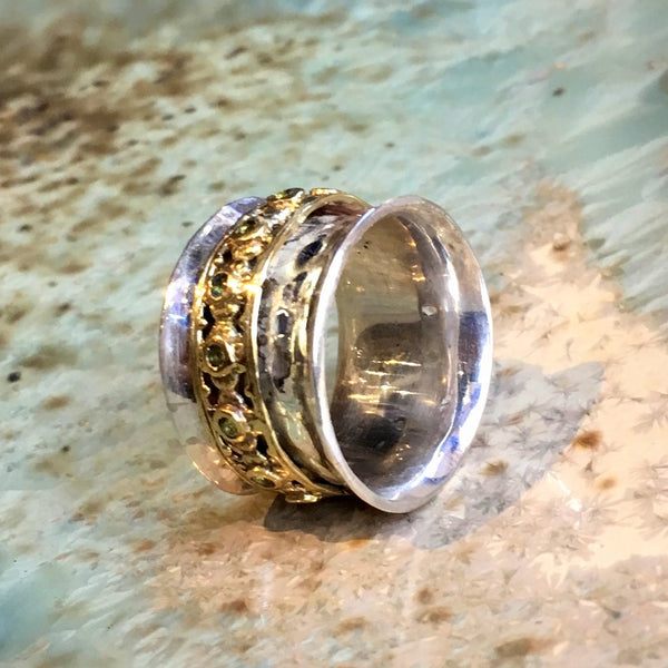 Sterling Silver golden brass ring