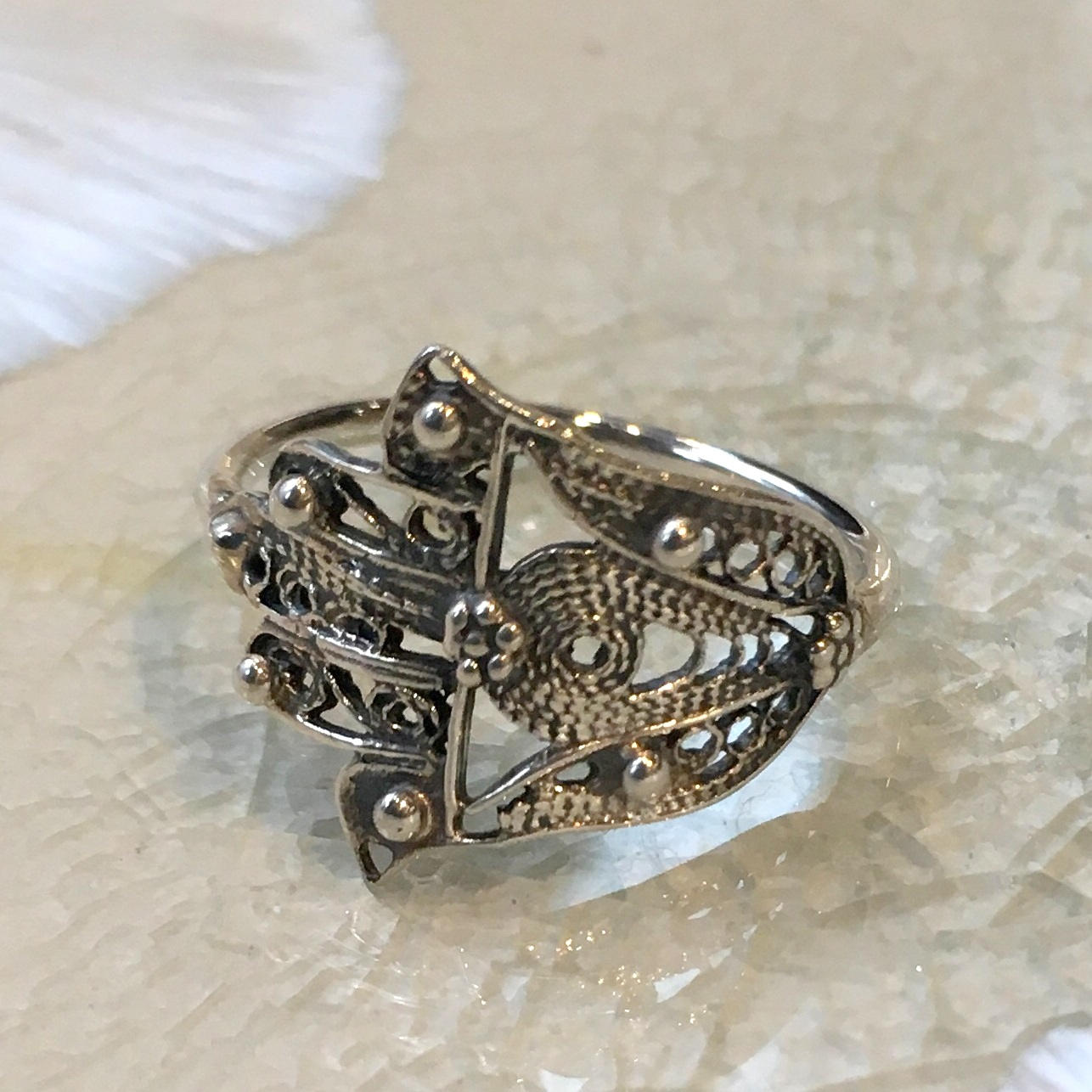 Silver Hamsa ring,  against the evil eye, simple ring, dainty ring, statement ring, filigree ring, symbol ring, protection - Call me R2500S
