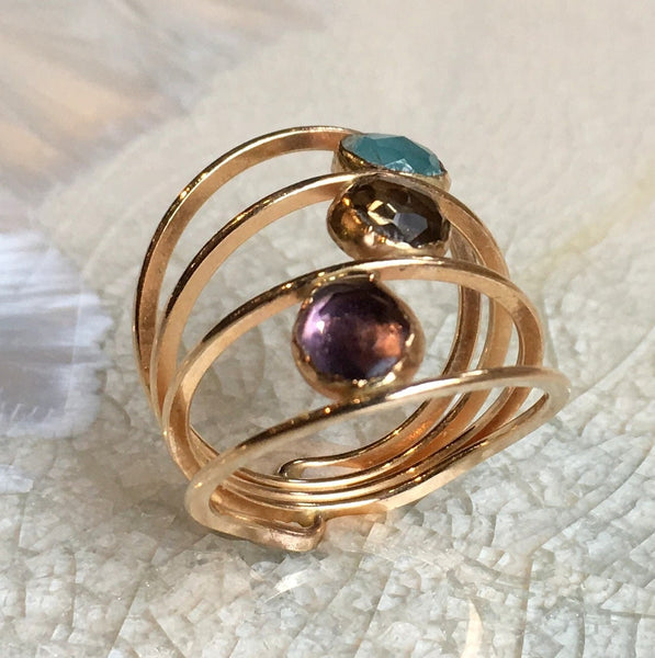 Mothers ring, birthstones ring, mothers ring, stacking rings, Solid Gold ring,  personalised ring, family gemstones ring - Bonded RG2551