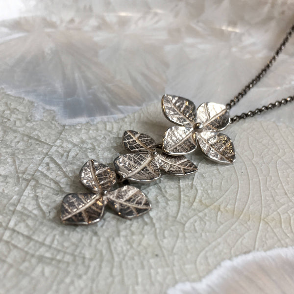 Leaves necklace, Silver necklace, botanical necklace, leaf necklace, floral pendant, botanical pendant, long pendant - Gold sunset N2083