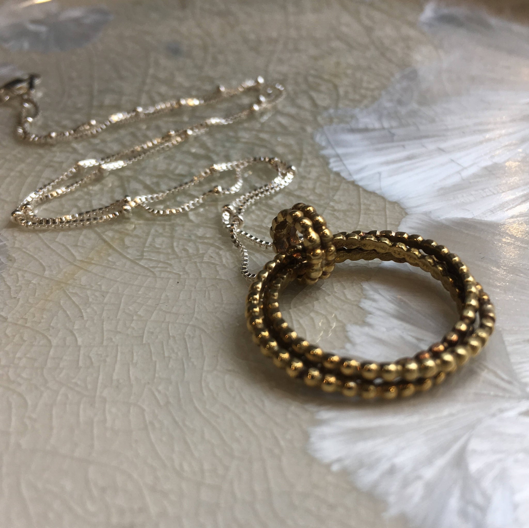 Brass circle necklace