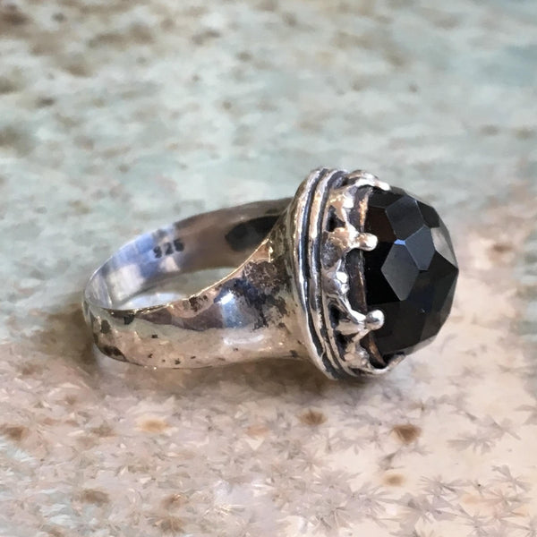 Black onyx Sterling silver gold ring