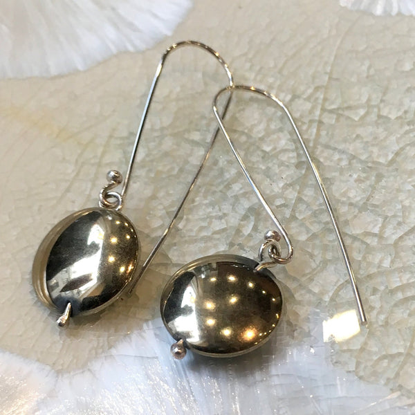 Sterling silver Hematite Earrings, Dangle earrings, stone Earrings, Long silver Earrings, drop earrings, casual earrings - Dark E8079-1