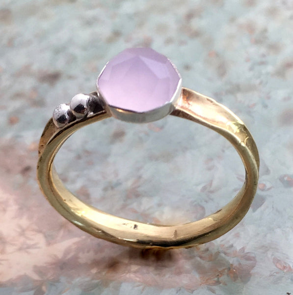 Birthstone ring, mothers ring, rose quartz ring, stacking ring, personalised ring, stone ring, dainty ring, brass ring - Dawn R2574