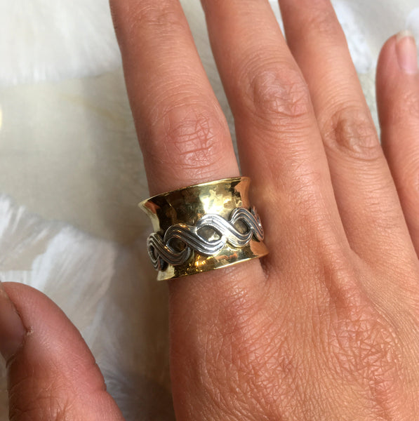 Brass Silver spinner ring