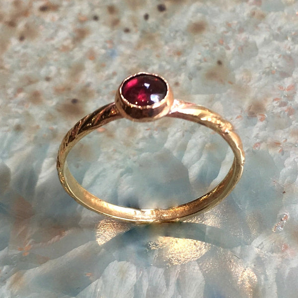 Garnet ring, January birthstone ring, Solid Gold engagement ring, stacking ring, 14K ring, dainty engagement ring - Truly happy RG2502-4MM
