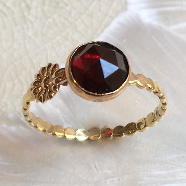 Garnet ring, January birthstone ring, Gold Filled ring, stacking ring, mothers ring, stacker dainty ring, gemstone ring - Simply happy R2582