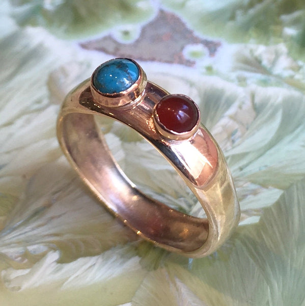 Mothers Birthstone Ring, Birthstone Rings For Mom, Mothers Family Ring, carnelian turquoise ring, Gift For Mom - Keep going R2583