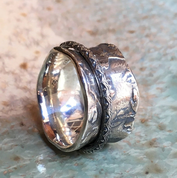 wide silver wavy band 