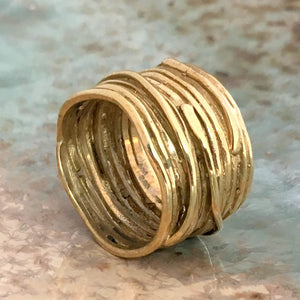 Brass wide  wire wrap ring