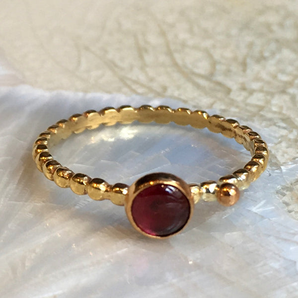 Garnet ring, January birthstone ring, brass ring, stacking ring, mothers ring, stacker dainty ring, gemstone ring - Simply yours R2586