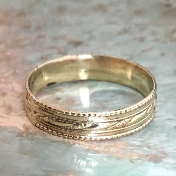 Solid gold Wedding ring, stacking ring, boho ring, 14k ring, textured ring, hippie ring, unique stacking band, simple - Always mine RG2375