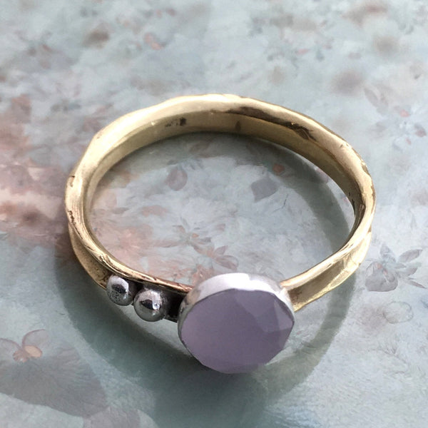Birthstone ring, mothers ring, rose quartz ring, stacking ring, personalised ring, stone ring, dainty ring, brass ring - Dawn R2574