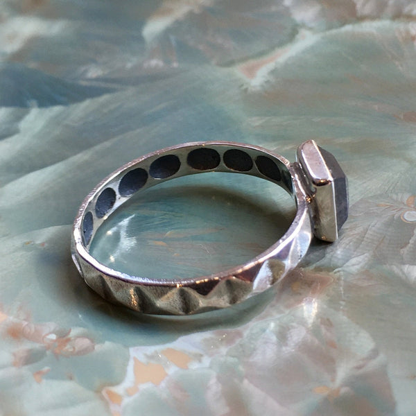 Labradorite ring, square stone ring, stacking ring, personalised ring, sterling silver ring, dainty ring, silver ring - Long Night R2577